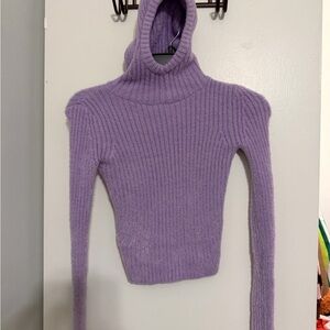 Zara Purple Ribbed Turtleneck Sweater